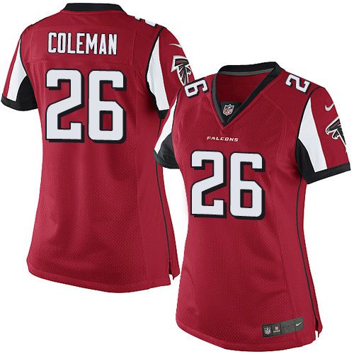 Women's Limited Tevin Coleman Nike Jersey Red Home - #26 NFL Atlanta Falcons